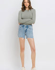 VERVET by Flying Monkey High Rise Raw Hem Shorts