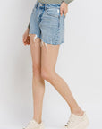 VERVET by Flying Monkey High Rise Raw Hem Shorts