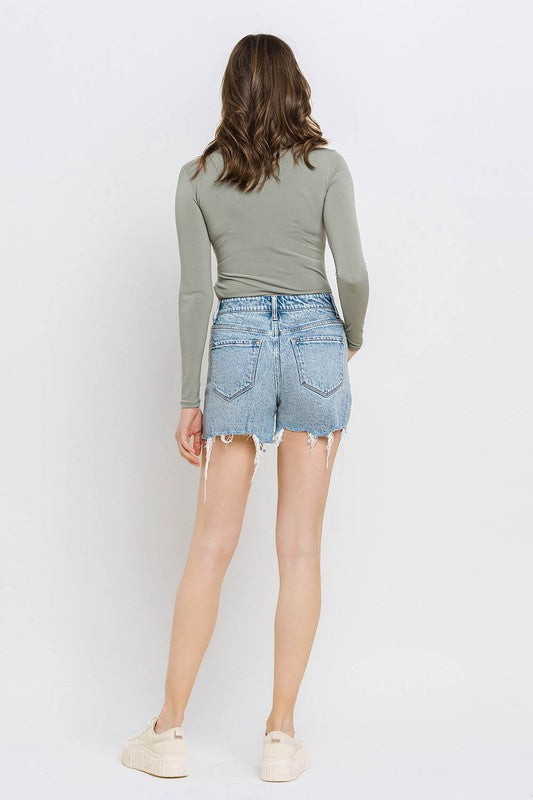 VERVET by Flying Monkey High Rise Raw Hem Shorts