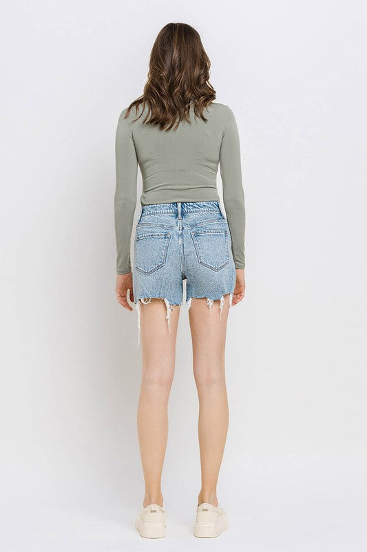 VERVET by Flying Monkey High Rise Raw Hem Shorts