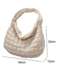 Beige Quilted Zipper Large Jennie  Shoulder Bag