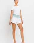 VERVET by Flying Monkey Super High Rise Paperbag Waistband Ombre Shorts