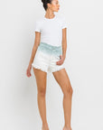 VERVET by Flying Monkey Super High Rise Paperbag Waistband Ombre Shorts