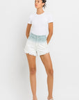 VERVET by Flying Monkey Super High Rise Paperbag Waistband Ombre Shorts