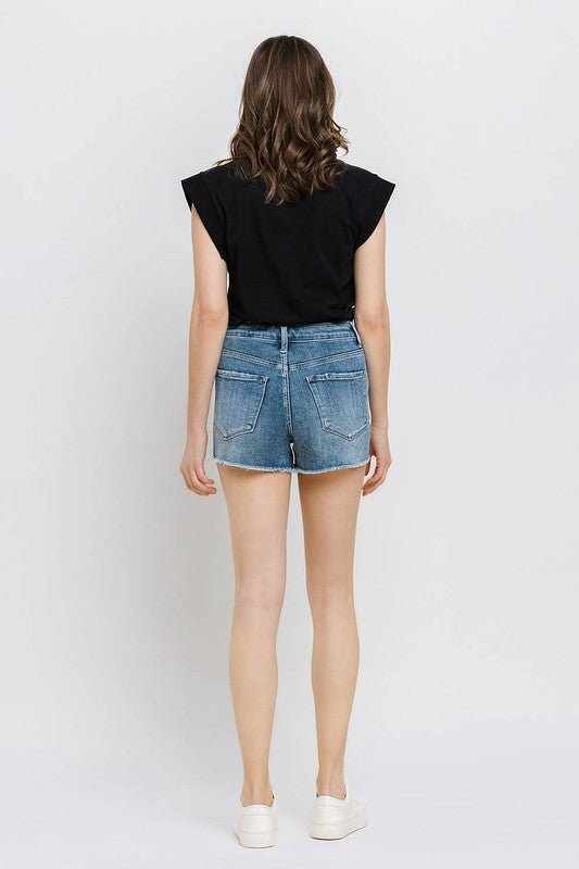 VERVET by Flying Monkey Super High Rise Button Up Stretch Shorts