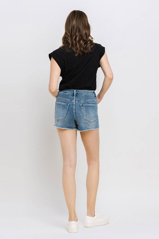 VERVET by Flying Monkey Super High Rise Button Up Stretch Shorts