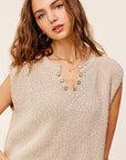 La Miel Slouchy Cropped Extended Sleeve Sweater Top