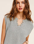 La Miel Slouchy Cropped Extended Sleeve Sweater Top