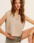 La Miel Slouchy Cropped Extended Sleeve Sweater Top