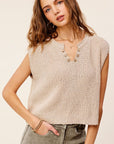 La Miel Slouchy Cropped Extended Sleeve Sweater Top