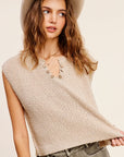 La Miel Slouchy Cropped Extended Sleeve Sweater Top