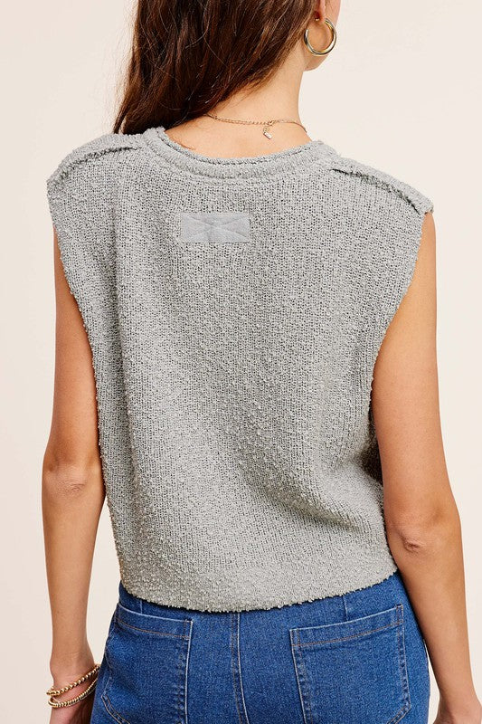 La Miel Slouchy Cropped Extended Sleeve Sweater Top