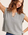 La Miel Slouchy Cropped Extended Sleeve Sweater Top