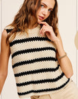 La Miel Chunky Stripe Sleeveless Sweater Top