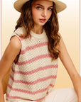 La Miel Chunky Stripe Sleeveless Sweater Top