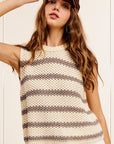 La Miel Chunky Stripe Sleeveless Sweater Top