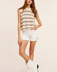 La Miel Chunky Stripe Sleeveless Sweater Top