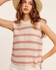 La Miel Chunky Stripe Sleeveless Sweater Top