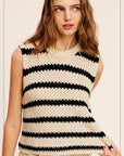 La Miel Chunky Stripe Sleeveless Sweater Top