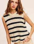 La Miel Chunky Stripe Sleeveless Sweater Top