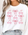 Cherry Ribbon Bow Valentines Graphic Sweatshirt