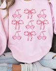 Cherry Ribbon Bow Valentines Graphic Sweatshirt