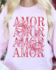 Amor Love Rose Valentine Graphic Sweatshirt