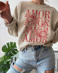 Amor Love Rose Valentine Graphic Sweatshirt