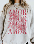 Amor Love Rose Valentine Graphic Sweatshirt