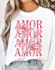 Amor Love Rose Valentine Graphic Sweatshirt