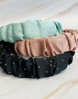 Scrunched Satin Jewel Dotted Headband