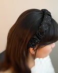 Scrunched Satin Jewel Dotted Headband