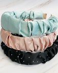 Scrunched Satin Jewel Dotted Headband