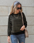 Hope Horizon Striped Pattern Raglan Sleeve Sweater