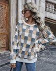 Hope Horizon Plaid Pattern Drop Shoulder Duffle Teddy Sweatshirt