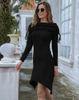 Hope Horizon Black Rosie Off Shoulder Sweater Dress with Tassel