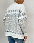 Hope Horizon White and Gray Geo Pattern Button Front Cardigan