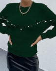 Hope Horizon Green Essence Pearls Beaded Sweater