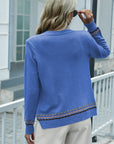 Hope Horizon Sapphire Striped Pattern Cardigan and Front Button