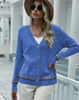 Hope Horizon Sapphire Striped Pattern Cardigan and Front Button