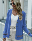 Hope Horizon Sapphire Striped Pattern Cardigan and Front Button