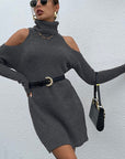 Hope Horizon Dark Gray Black Turtleneck Sweater Dress