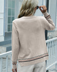 Hope Horizon Apricot Striped Pattern Drop Shoulder Cardigan