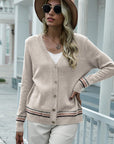 Hope Horizon Apricot Striped Pattern Drop Shoulder Cardigan