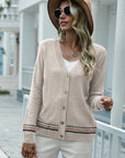 Hope Horizon Apricot Striped Pattern Drop Shoulder Cardigan