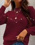 Hope Horizon Red Essence Pearls Beaded Sweater