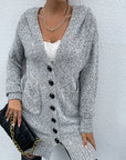 Hope Horizon Long Gray Knit Dual Pocket Hooded Cardigan