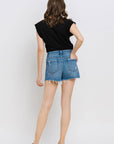 VERVET by Flying Monkey High Rise Distressed Hem A-Line Shorts