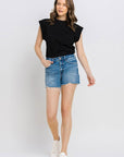 VERVET by Flying Monkey High Rise Distressed Hem A-Line Shorts