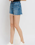 VERVET by Flying Monkey High Rise Distressed Hem A-Line Shorts